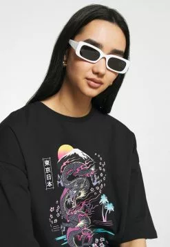 Even&Odd Damen T-Shirt Print - Black -Even Und Odd Verkäufe 071d1096da7b44e9991436d857d077f7