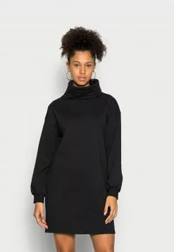 Even&Odd Damen Casual Sweat Collar Winter Mini Dress - Freizeitkleid - Black