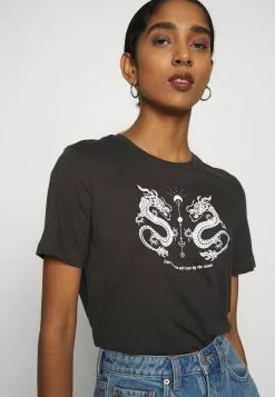 Even&Odd HATTIE MIRRORED DRAGONS TEE - T-Shirt Print - 801 - Anthracite | Damen -Even Und Odd Verkäufe 0bfbbb5a07384f34bb6d0611800c66fc
