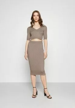 Even&Odd Damen STRICK KNITWEAR SET - Bleistiftrock - Taupe