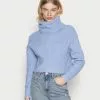 Even&Odd Damen CROPPED LOOSE TURTLENECK - Strickpullover - Light Blue