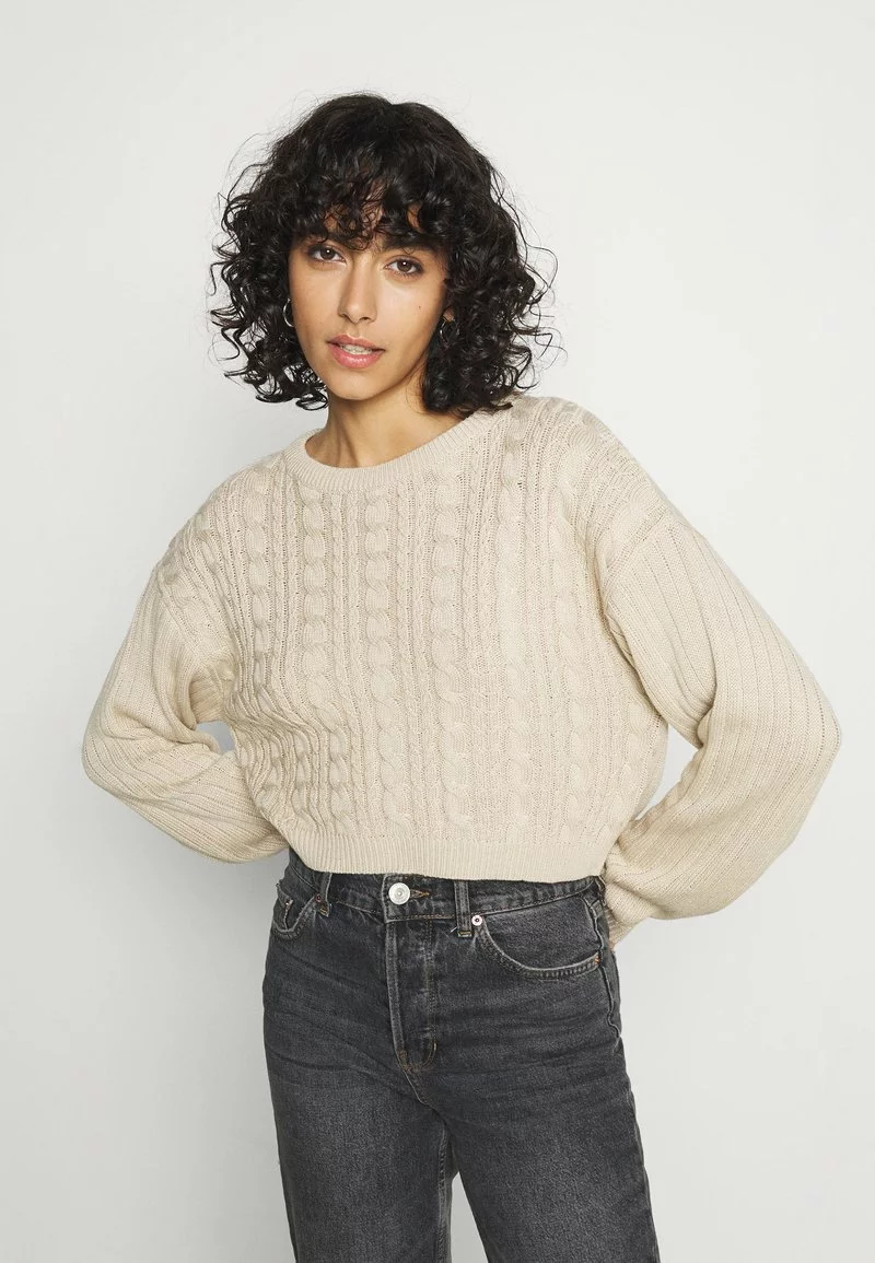 Even&Odd CROPPED LOOSE CABLE JUMPER - Strickpullover - Sand | Damen 3 Even&Odd CROPPED LOOSE CABLE JUMPER - Strickpullover - Sand | Damen