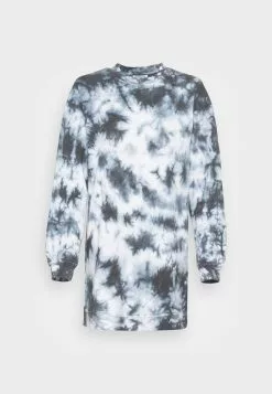 Even&Odd Damen CREW NECK TYE DIE DRESS - Freizeitkleid - Black/white -Even Und Odd Verkäufe 1561ed7e8fa141bab090777eebe324f4