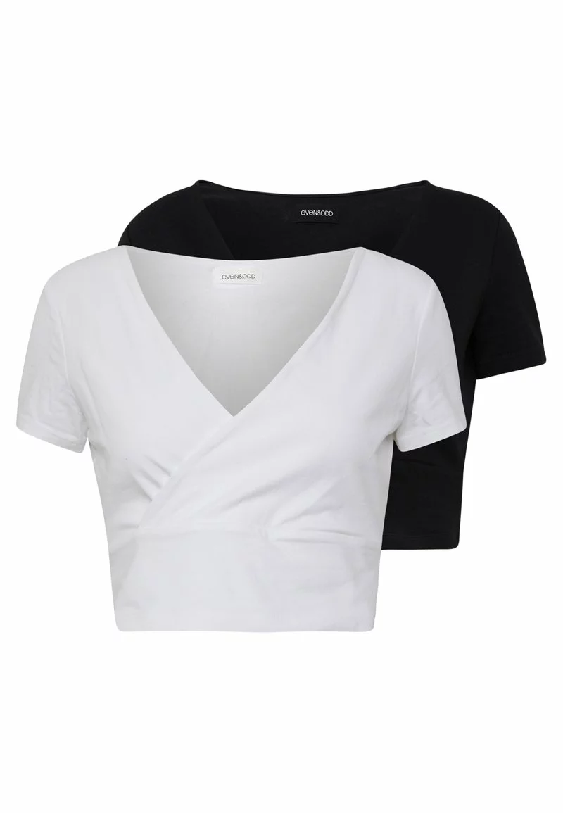 Even&Odd Damen 2 PACK - T-Shirt Print - Black/white 3 Even&Odd Damen 2 PACK - T-Shirt Print - Black/white
