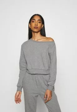 Even&Odd Damen Off Shoulder&Jogger Set - Sweatshirt - Mottled Grey