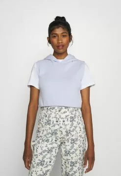 Even&Odd Damen Cropped Sleeveless Hoodie - Sweatshirt - Light Blue