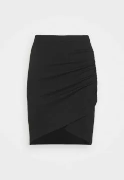 Even&Odd Damen Asymetric Overlap Wrap Mini High Waisted Skirt - Bleistiftrock - Black -Even Und Odd Verkäufe 26ec337f6164479d83b7661e14b9402f