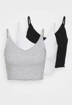Even&Odd Damen STRAPPY LETTUCE CROP 3 PACK - Top - Black/white/grey -Even Und Odd Verkäufe 277e0f5f7d614268914a0bd15fef6dc9