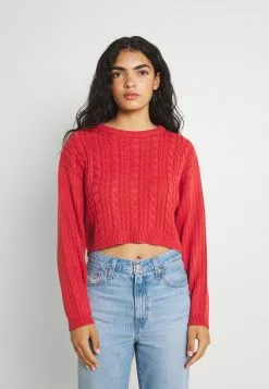 Even&Odd Damen CROPPED LOOSE CABLE JUMPER - Strickpullover - Light Red