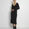 Even&Odd Damen KNIT MAXI V NECK DRESS WITH SLIT - Strickkleid - Black -Even Und Odd Verkäufe 2ef335d6fd694028afd440161770f2e0
