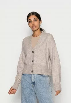 Even&Odd Damen BASIC BLEND BUTTON CROP - Strickjacke - Taupe