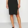 Even&Odd Damen BASIC - Midi Skirt With Slit - Bleistiftrock - Black -Even Und Odd Verkäufe 35b759115643474dbb1641873d2f48ca