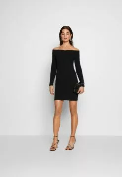 Even&Odd Damen BASIC - OFF-SHOULDER MINI LONG SLEEVES DRESS - Etuikleid - Black -Even Und Odd Verkäufe 3fbf77345ffc47fe87829d97aaf48a1a