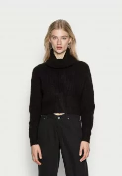 Even&Odd Damen CROPPED LOOSE TURTLENECK - Strickpullover - Black