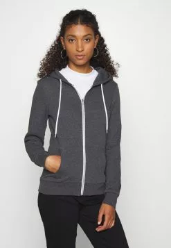 Even&Odd Damen ZIP JACKET - Sweatjacke - Mottled Dark Grey