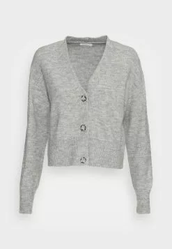 Even&Odd Damen BASIC BLEND BUTTON CROP - Strickjacke - Mottled Grey -Even Und Odd Verkäufe 663b4eb388d0440f937f19df8cad53da