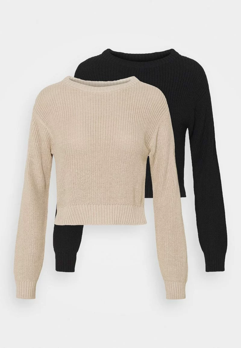 Even&Odd Damen 2 PACK - Strickpullover - Black/beige 3 Even&Odd Damen 2 PACK - Strickpullover - Black/beige