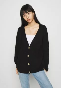 Even&Odd Damen MID LENGTH BUTTON DOWN - Strickjacke - Black