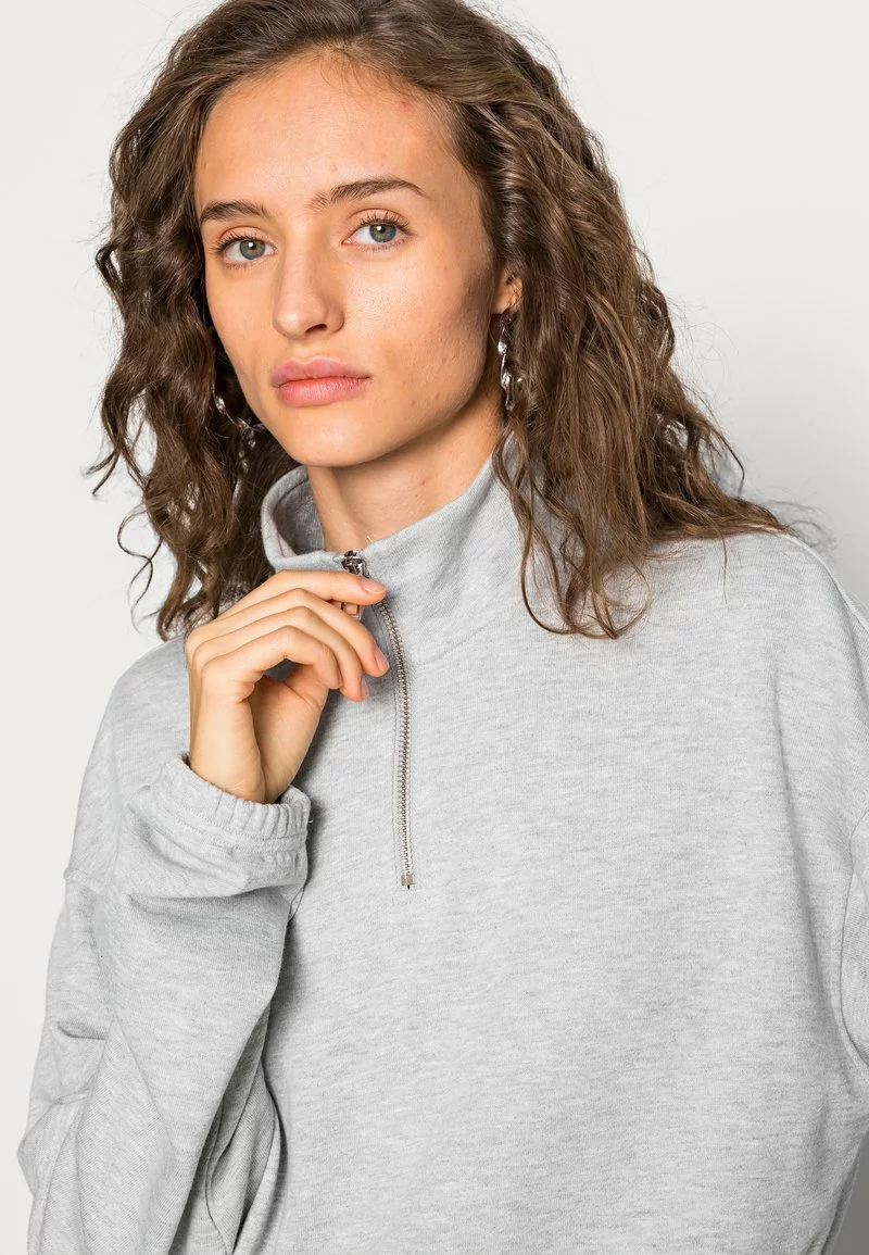 Even&Odd Damen CROPPED WITH HALF ZIP COLLAR - Sweatshirt - Mottled Light Grey 7 Even&Odd Damen CROPPED WITH HALF ZIP COLLAR - Sweatshirt - Mottled Light Grey – Bild 5