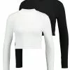 Even&Odd Damen 2 PACK - Langarmshirt - White/black -Even Und Odd Verkäufe 7acfeca2aba84eb3a9ac00dde2b02b2d