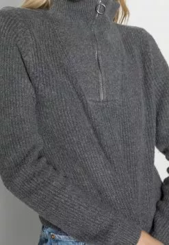 Even&Odd HALF ZIP JUMPER - Strickpullover - Mottled Dark Grey | Damen -Even Und Odd Verkäufe 7bd5ac11b38d42f38587ed01faa09a0f