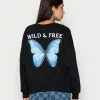 Even&Odd Damen BUTTERFLY BACK PRINT OVERSIZED - Sweatshirt - Black
