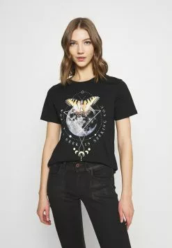 Even&Odd HATTIE MOON AND BUTTERLY TEE - T-Shirt Print - Black | Damen