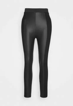 Even&Odd Damen PU LEGGINGS WITH PUNTO INSERTS - Leggings - Hosen - Black -Even Und Odd Verkäufe 863ccf5d3d864f4abe1147d1205a54e0