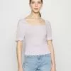 Even&Odd T-Shirt Basic - Lilac | Damen -Even Und Odd Verkäufe 86546fd6680548aca476154486dc9700