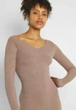 Even&Odd KNIT V NECK MIDI BODYCON DRESS - Etuikleid - Taupe | Damen -Even Und Odd Verkäufe 86a6206ce2dd45bd93e52c8718172538