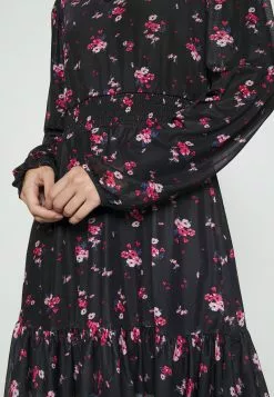 Even&Odd CINTERED V NECK ALL OVER MESH MINI VOLANT DRESS - Freizeitkleid - Black/red | Damen -Even Und Odd Verkäufe 878c81a0820848578c9d72e710a7093b