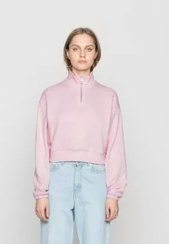 Even&Odd Damen CROPPED WITH HALF ZIP COLLAR - Sweatshirt - Light Pink