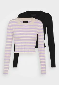 Even&Odd Damen 2 PACK - Strickpullover - Black/beige/lilac