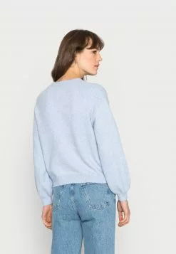 Even&Odd POINTELLE CREW NECK JUMPER - Strickpullover - Mottled Light Blue | Damen -Even Und Odd Verkäufe 98bf5928340b41dc927ad4d536e86a0d