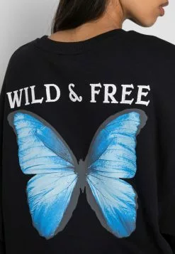 Even&Odd Damen BUTTERFLY BACK PRINT OVERSIZED - Sweatshirt - Black -Even Und Odd Verkäufe 9a6547203c82420795a2f9a60e9eaddb