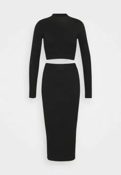 Even&Odd Damen PERKIN CROPPED SKIRT SET - Strickpullover - Black