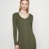 Even&Odd Ribbed Button Through Mini Dress - Strickkleid - Green | Damen -Even Und Odd Verkäufe a2ec6882b30b460288bcbd0e2408b22a