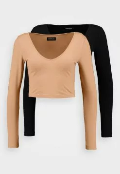 Even&Odd Damen 2 PACK - Langarmshirt - Camel/black -Even Und Odd Verkäufe aeff4b2e5ba0421e9f1267a6978363be
