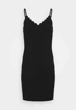 Even&Odd Damen Scallop Edge Mini Strap Dress - Etuikleid - Black -Even Und Odd Verkäufe b3da3160c9134df6ad678418690fd842