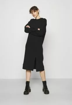 Even&Odd Damen SWEAT - Midi Slit Dress - Freizeitkleid - Black -Even Und Odd Verkäufe b67196cd1ae34ddaa1b0f0e4a6103944