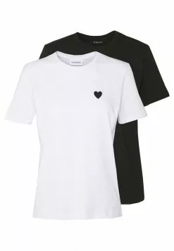 Even&Odd 2PACK - T-Shirt Basic - White/black | Damen