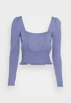 Even&Odd Damen SHIRRING DETAIL LONG SLEEVE CROP WITH GATHER - Langarmshirt - Blue -Even Und Odd Verkäufe bfe3f7dfc5704b6987028bddcf5d924c