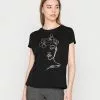 Even&Odd Damen T-Shirt Print - Black