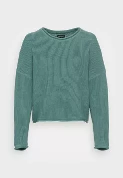 Even&Odd Damen OVERSIZE CROPPED ROLLED EDGE JUMPER - Strickpullover - Green -Even Und Odd Verkäufe cb6e2f1f391b4281aa95472f2f4bc930