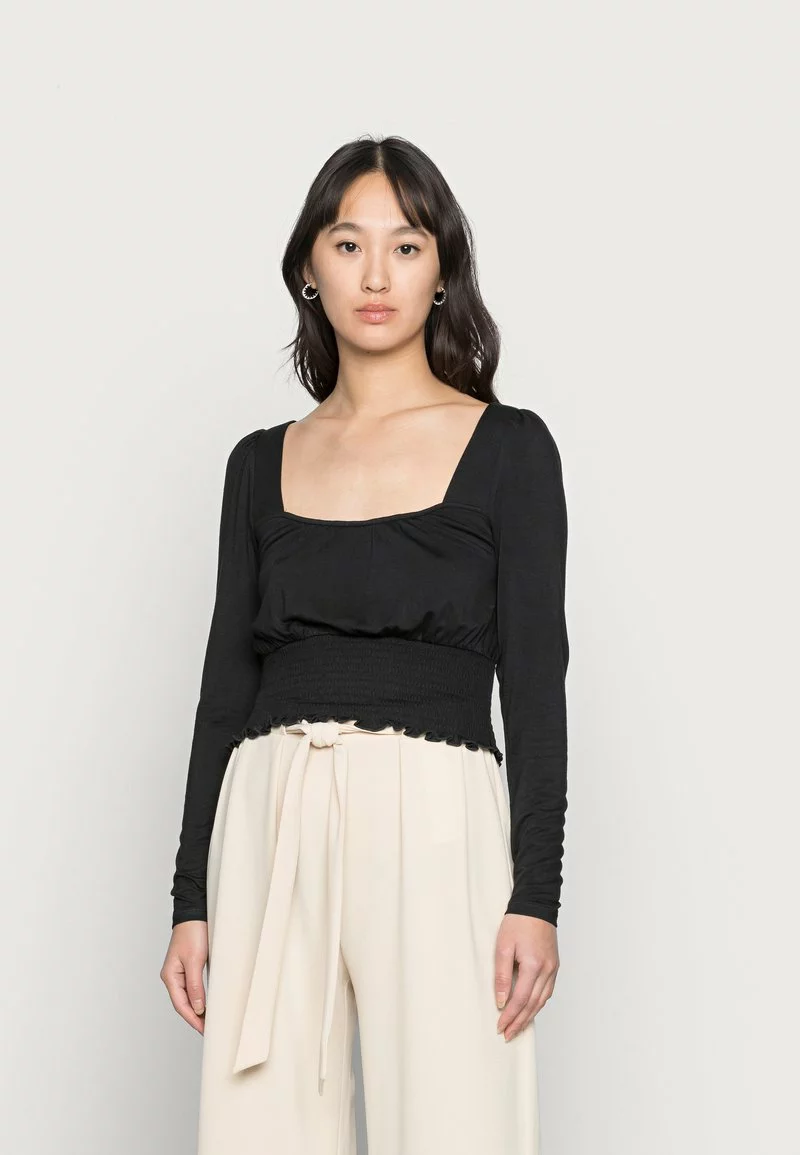 Even&Odd Damen SHIRRING DETAIL LONG SLEEVE CROP WITH GATHER - Langarmshirt - Black 3 Even&Odd Damen SHIRRING DETAIL LONG SLEEVE CROP WITH GATHER - Langarmshirt - Black