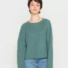 Even&Odd Damen OVERSIZE CROPPED ROLLED EDGE JUMPER - Strickpullover - Green