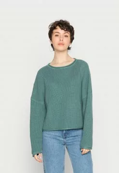 Even&Odd Damen OVERSIZE CROPPED ROLLED EDGE JUMPER - Strickpullover - Green