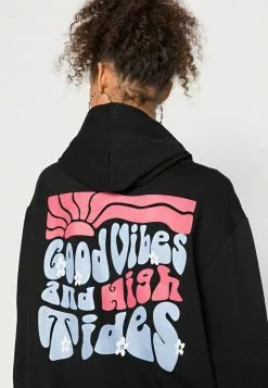 Even&Odd Damen 70'S GOOD PRINT OVERSIZED HOODIE - Sweatshirt - Black -Even Und Odd Verkäufe d0bb466557664aa9b07ee2d0bcc1f4cd