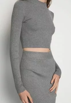 Even&Odd Damen PERKIN CROPPED SKIRT SET - Strickpullover - Mottled Grey -Even Und Odd Verkäufe d4f4b3cfd07549e5840990840677e12b