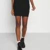 Even&Odd Damen Basic Mini Ribbed Skirt - Bleistiftrock - Black -Even Und Odd Verkäufe d630847e2ebe46acbeeb87078a61e321